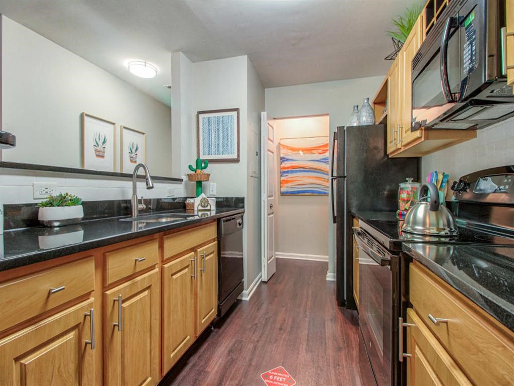 Kitchen with black appliances