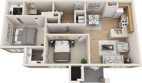 the795795 floor plan  studio with ensuite baths  460 sq ft