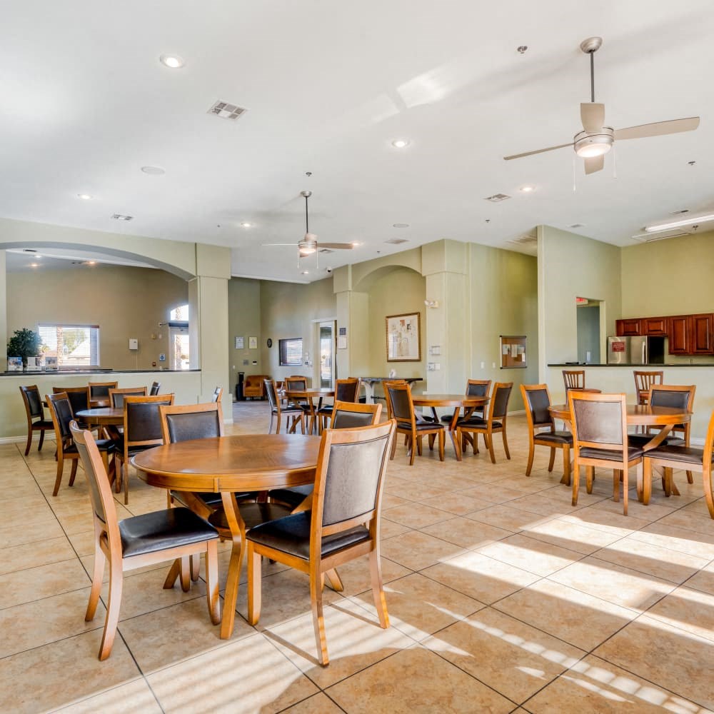 Clubhouse lounge with tables and chairs