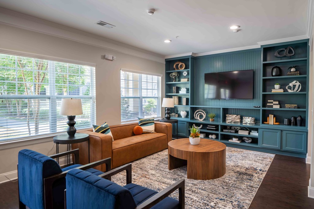 Clubhouse with a couch and a tv