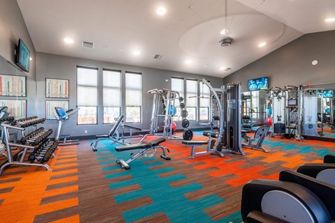 A gym with free weights