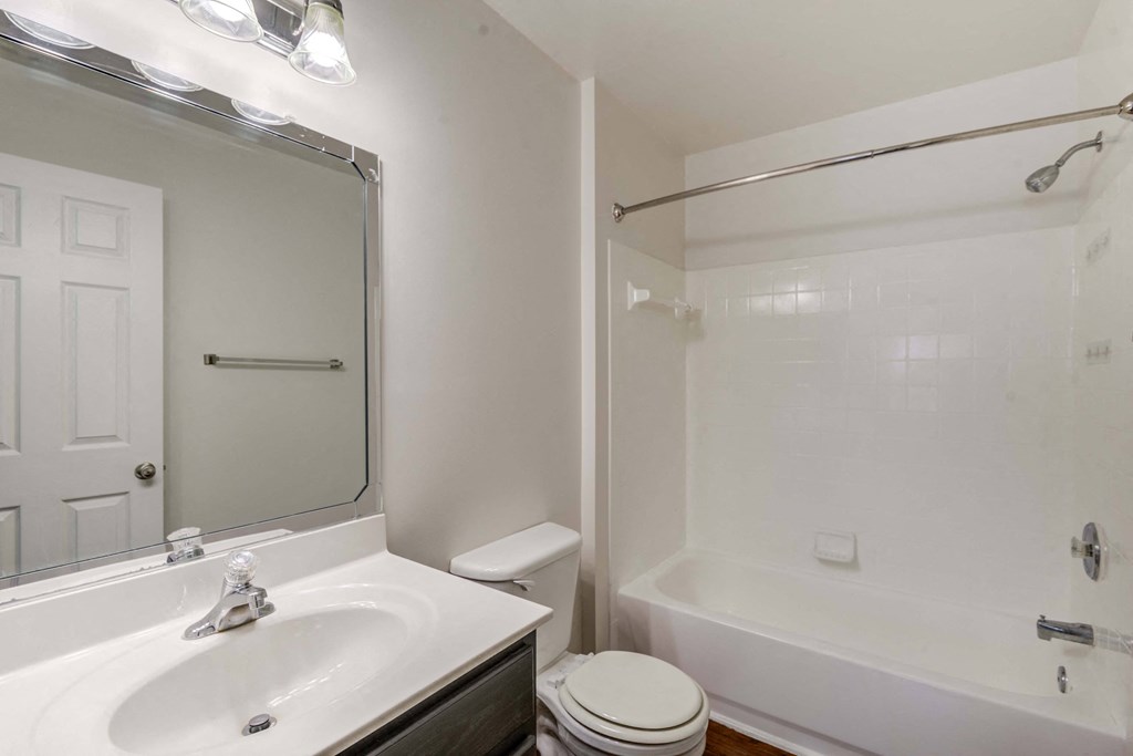 a bathroom with a white sink and a shower and a toilet