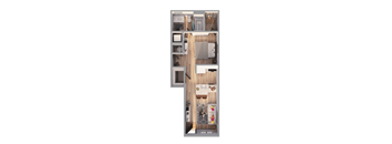 Studio floor plan on the first floor
