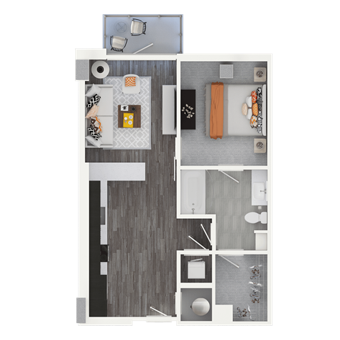 a floor plan of a bedroom and a living room