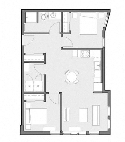 A floor plan of a house with labeled rooms.