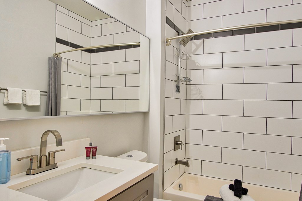 Bathroom with subway tile