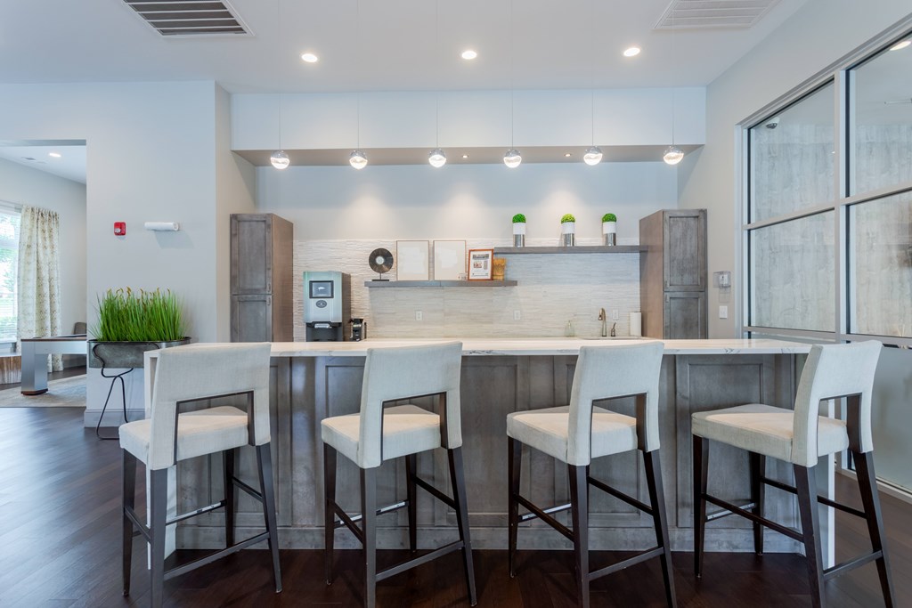 Community clubhouse with kitchen area