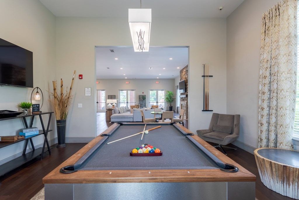 Community clubhouse with billiards table