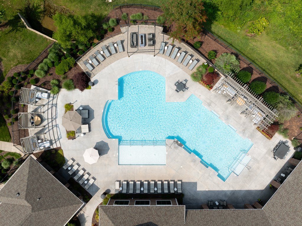 Aerial view of community swimming pool