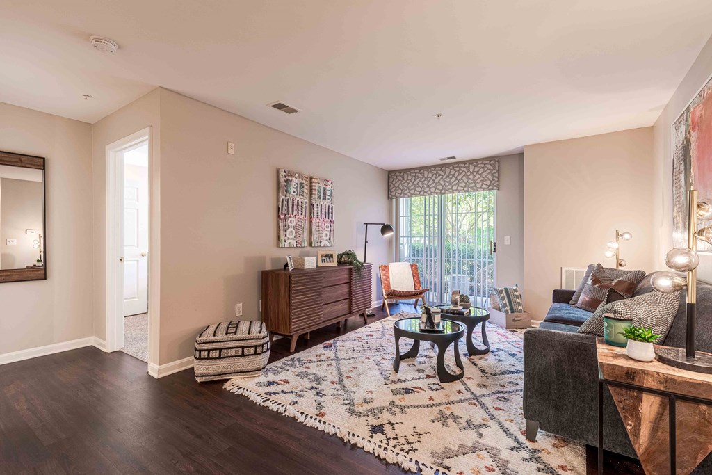 a living room with a couch and a table