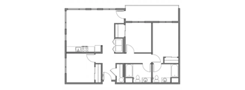 A black and white image of a floor plan of a house.