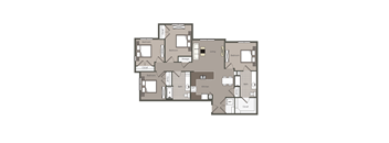 A floor plan of a house with labeled rooms such as Bedroom, Living, Kitchen, and Bath.
