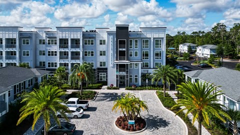 Aerial view of apartment building