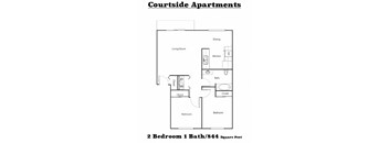 a floor plan of two bedroom 1 bathroom floor plans