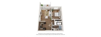 a 2 bedroom floor plan with a bathroom and a living room