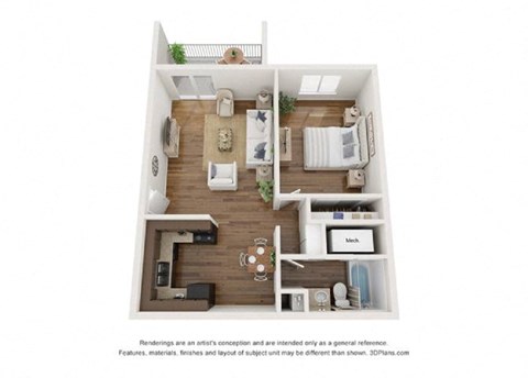a 2 bedroom floor plan with a bathroom and a living room