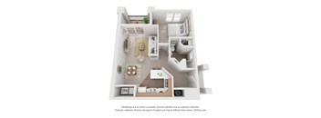 a 1 bedroom floor plan  503 square feet