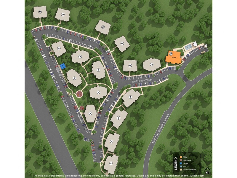 a map of a neighbourhood with a road and houses