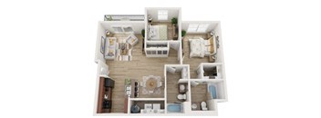 a floor plan of a house with a bedroom and a living room