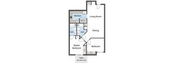 floor plan of the living room and dining room of a small house