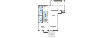 the floor plan of a house with bedrooms and a living room