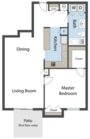 a floor plan of a small house with a living room and a dining room