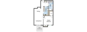 a floor plan of a small house with a living room and a dining room