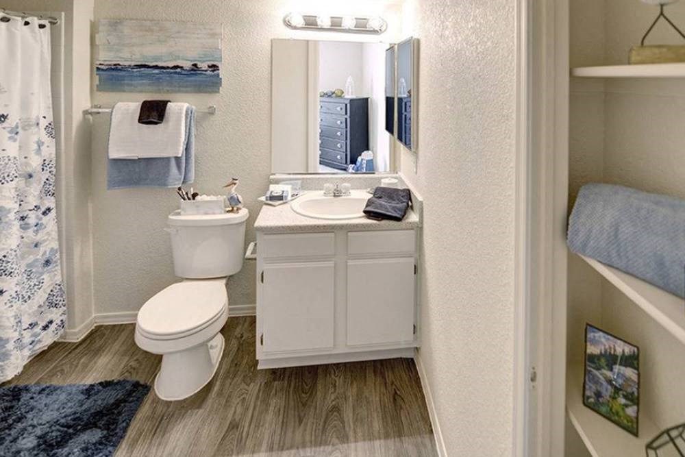Full bathroom with linen closet
