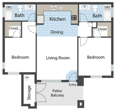 a floor plan of a house with bedrooms and a living room