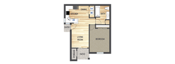 a floor plan of a living room with a kitchen and a dining room