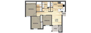 the floor plan of a house with bedrooms and a living room
