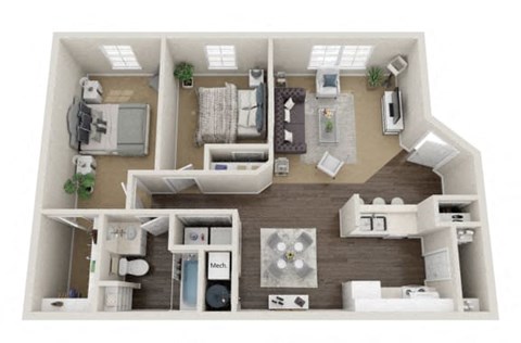 a 2 bedroom192 sq ft floor plan