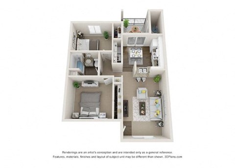 a outlook outlook of a 2 bedroom floor plan  villas at spring creek apartments