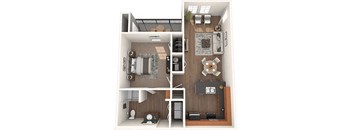 a floor plan with a bedroom and a living room