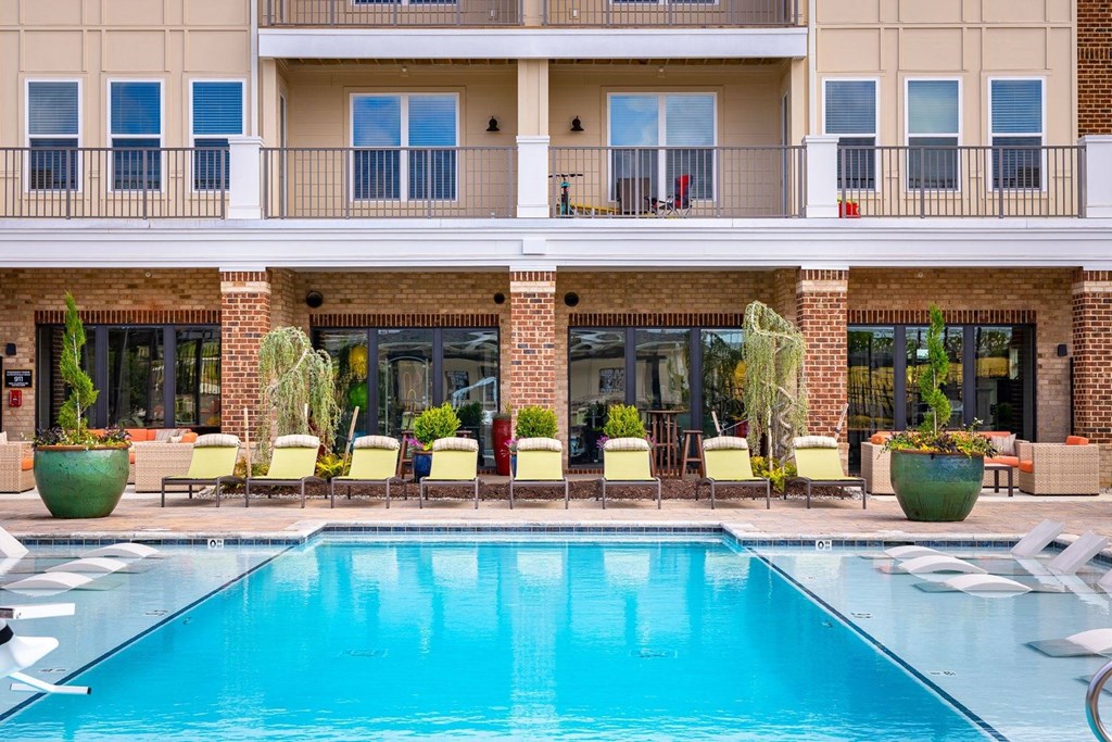 swimming pool and lounge chairs