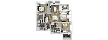 a 3 bedroom house plan is shown with a wood floor