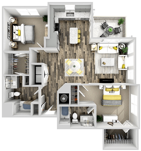 a 3 bedroom house plan is shown with a wood floor