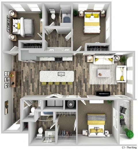 a 1 bedroom floor plan of a297297