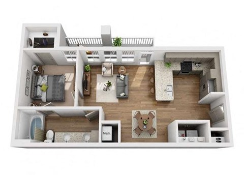 a 3d rendering of a floor plan with intertwiningartments