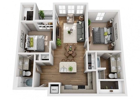 a 2 bedroom192 sq ft floor plan
