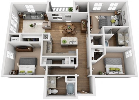 a 2400 sq ft floor plan with a bedroom and a living room