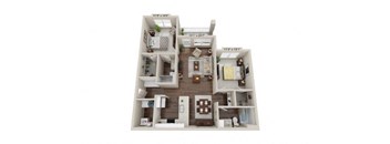 A 1199 sq ft house plan with a living room, kitchen, and two bedrooms.