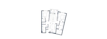 A floor plan of a house with a living room, dining room, kitchen, and bathrooms.