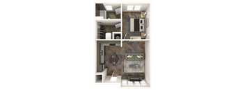 a 3d floor plan of a 2100 sq ft apartment