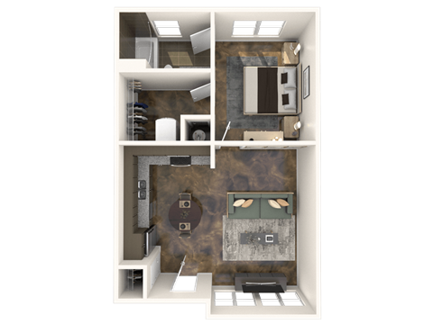 a 3d floor plan of a 2100 sq ft apartment