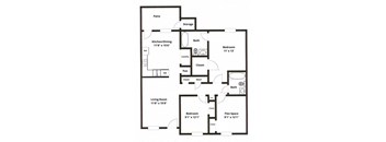 A black and white floor plan of a house with labeled rooms and dimensions.