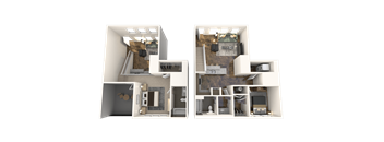 a 3d rendering of a floor plan of a house