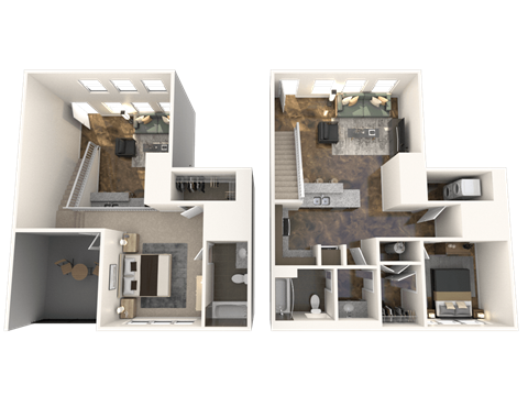 a 3d rendering of a floor plan of a house