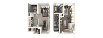 a rendering of a 3d floor plan of a house