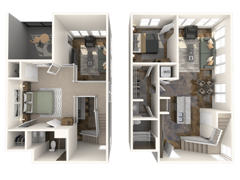 a rendering of a 3d floor plan of a house